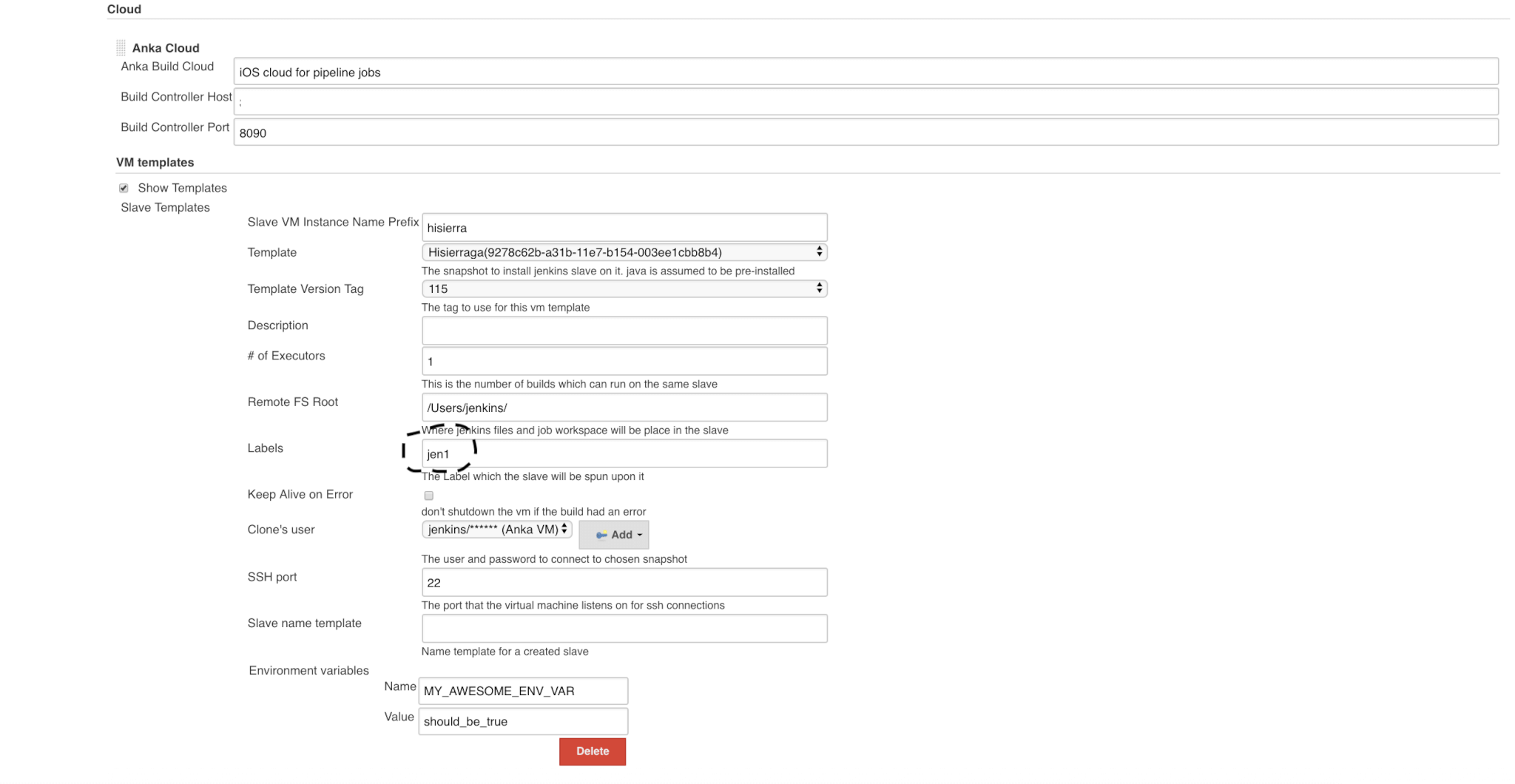 ANka Build plugin Slave template